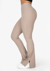 Famme - Ribbed Flare Tights Sand